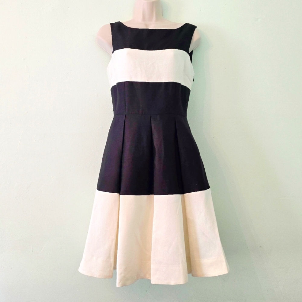 Kate Spade New York Elegant Black and Cream White Sleeveless Dress Size 6